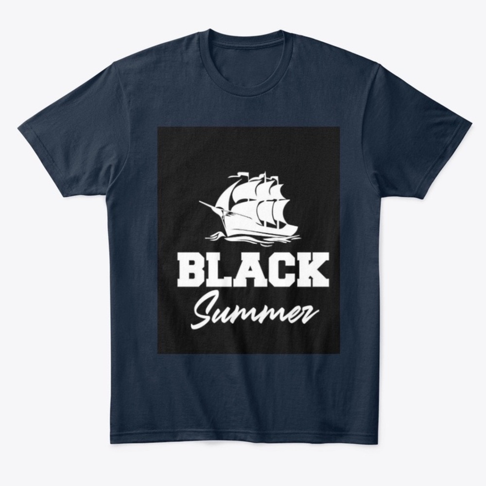Black Summer Surfs Up Navy Blue Shirt